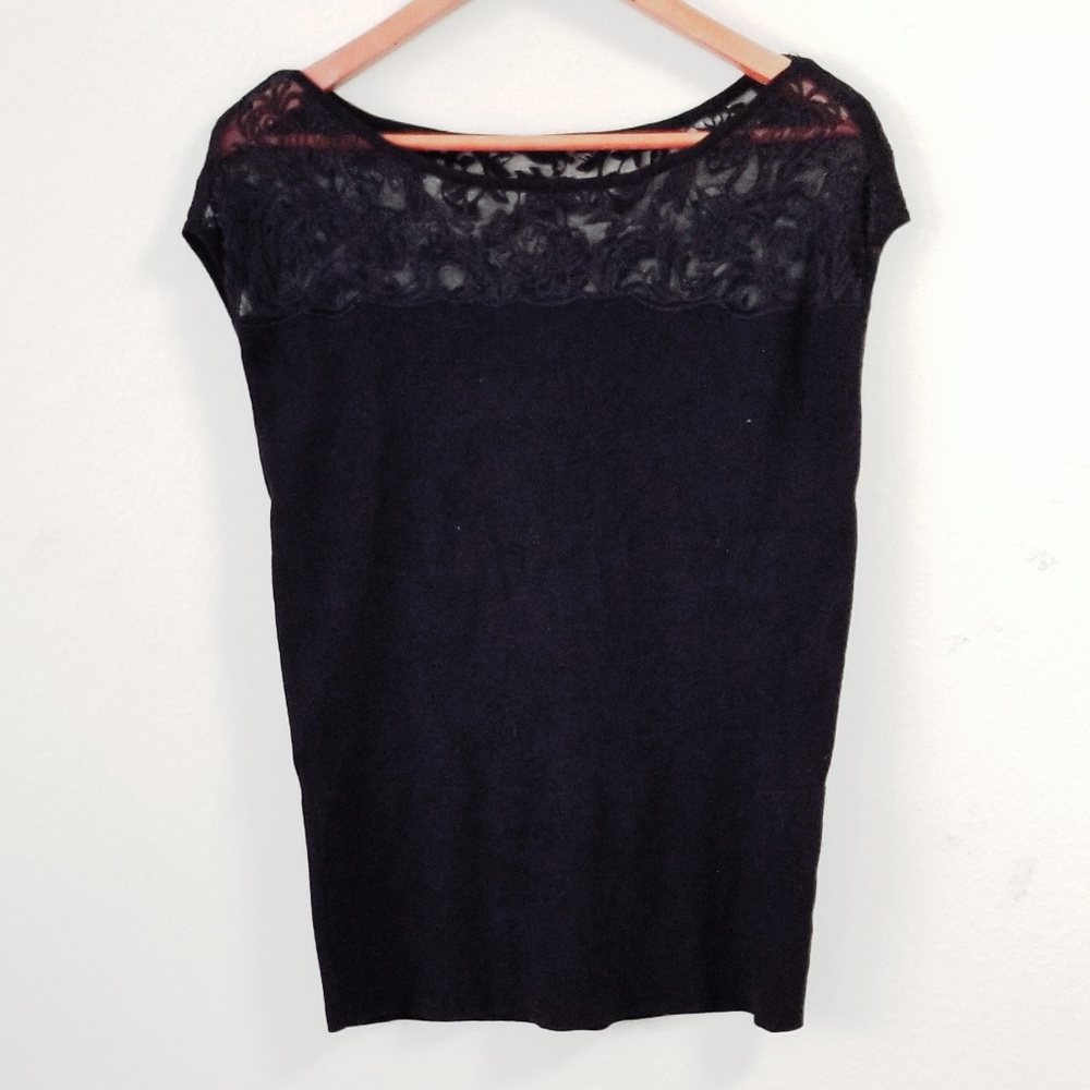 WHBM Embroidered Floral Lace Sweater